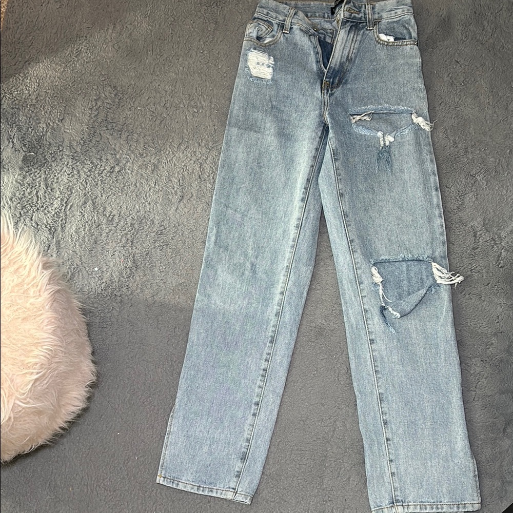 Distressed Light Blue Jeans